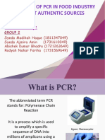 Applications of PCR in Food Industry To Detect Authentic Sources
