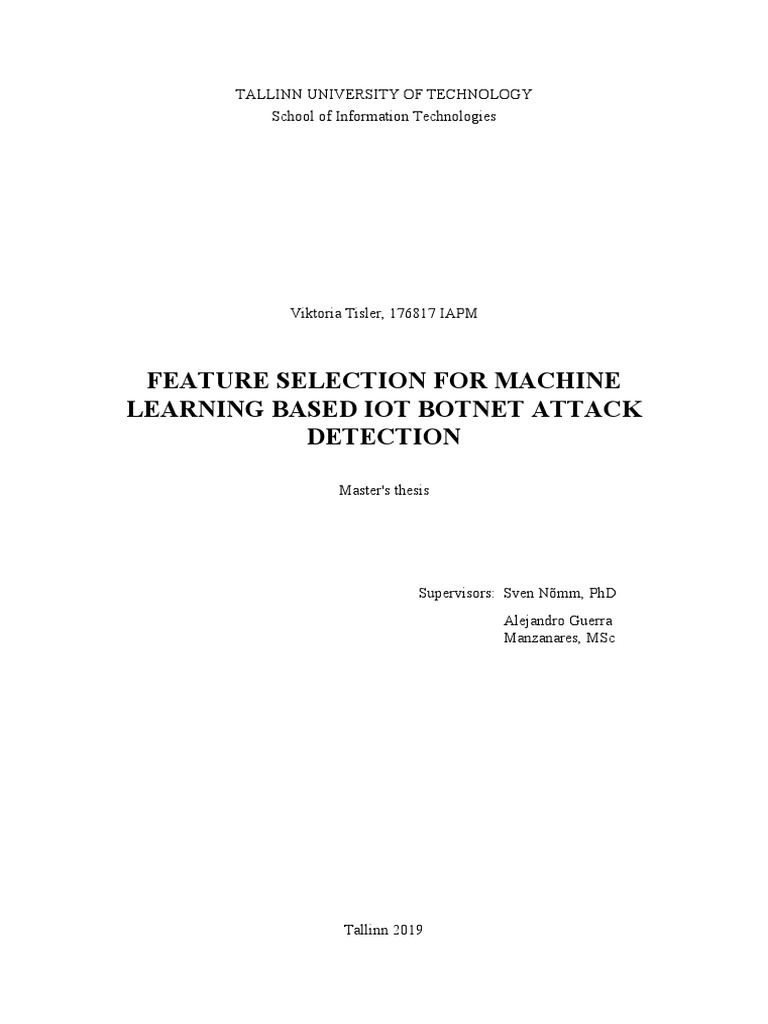 Feature Selection For Machine Learning Based Iot Botnet Attack ...