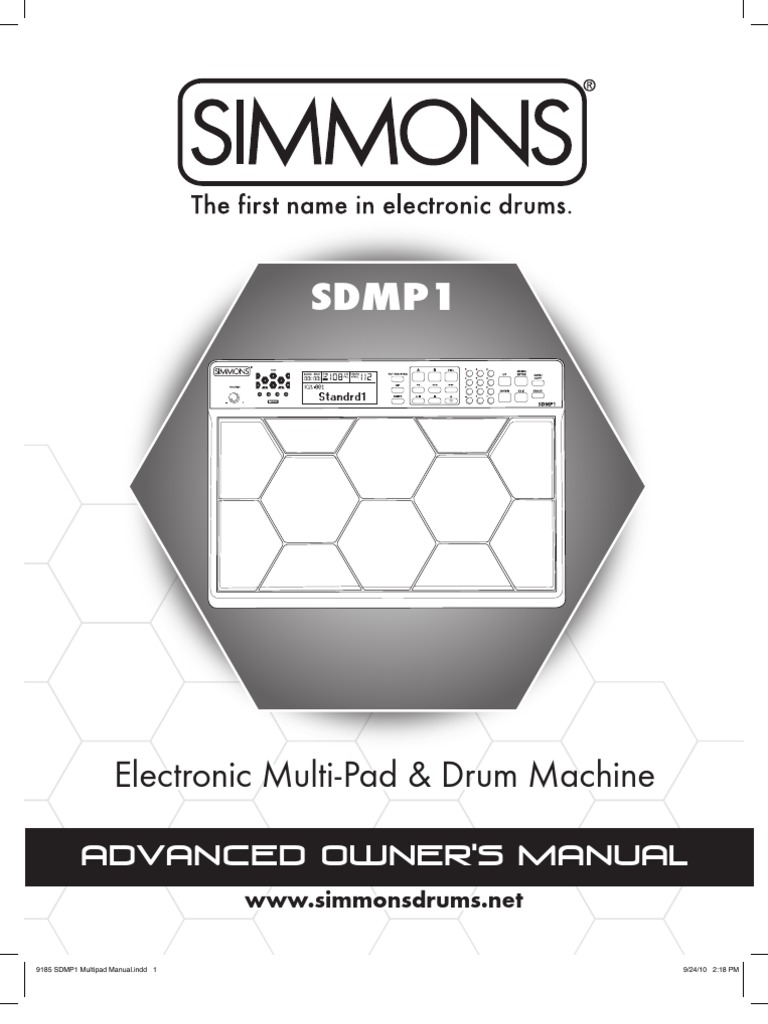 Simmons SDMP1 Advanced Manual PDF Drum Kit Menu