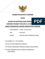 Sambutan Pelantikan Dan Pengambilan Sumpah Pejabat Struktural Eselon Ii, Iii Dan Iv Di Lingkup Dinas Pu