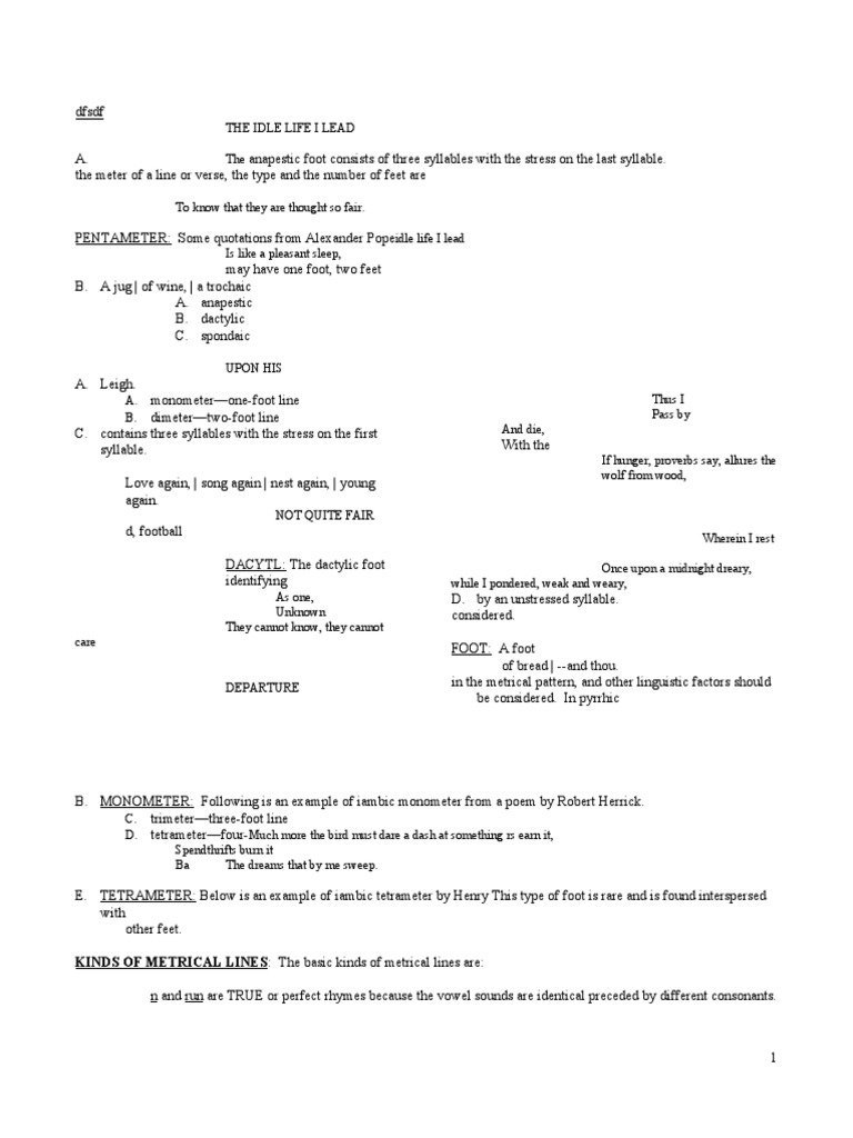 KINDS OF METRICAL LINES: The Basic Kinds of Metrical Lines Are | PDF ...