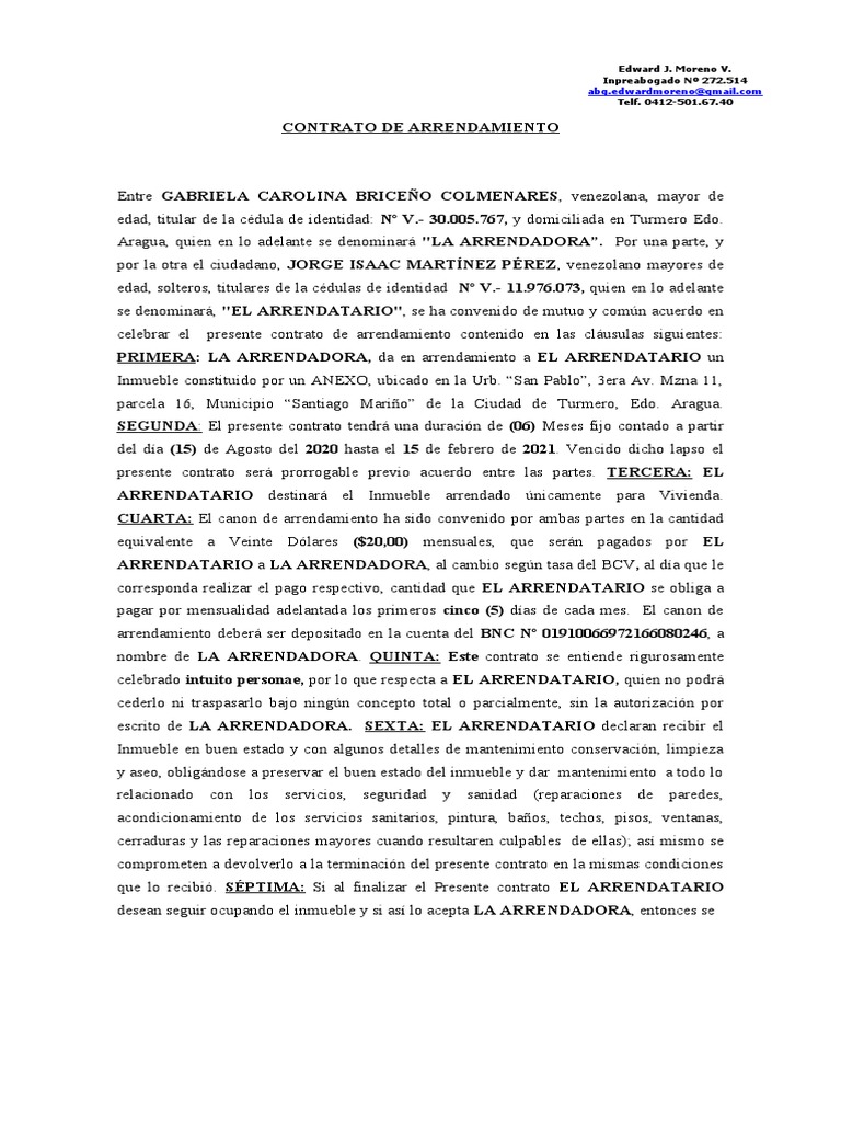 Contrato Martinez PDF Alquiler