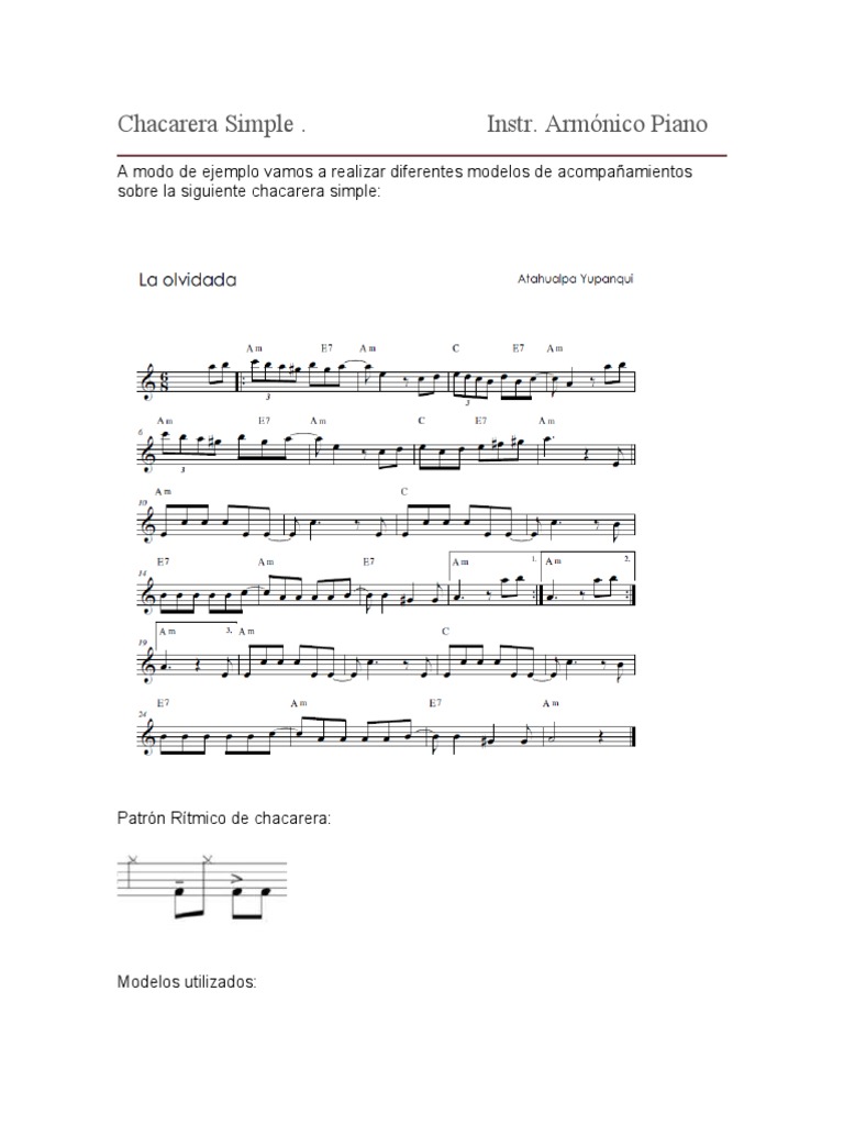 Acordes y Ritmo de Chacarera Simple | PDF