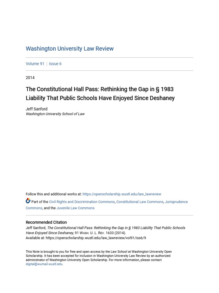 The Constitutional Hall Pass - Rethinking The Gap in 1983 Liabil PDF ...