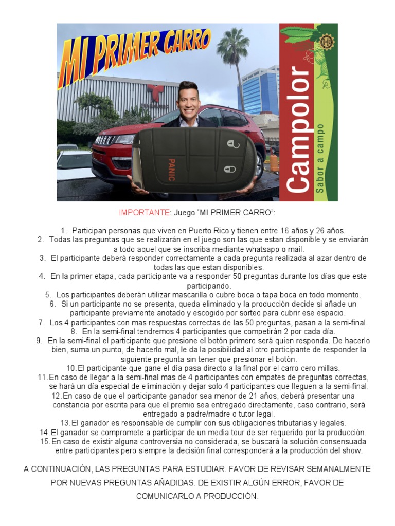 Mi Primer Carro Primera Edicion PDF Puerto Rico Entretenimiento (general)
