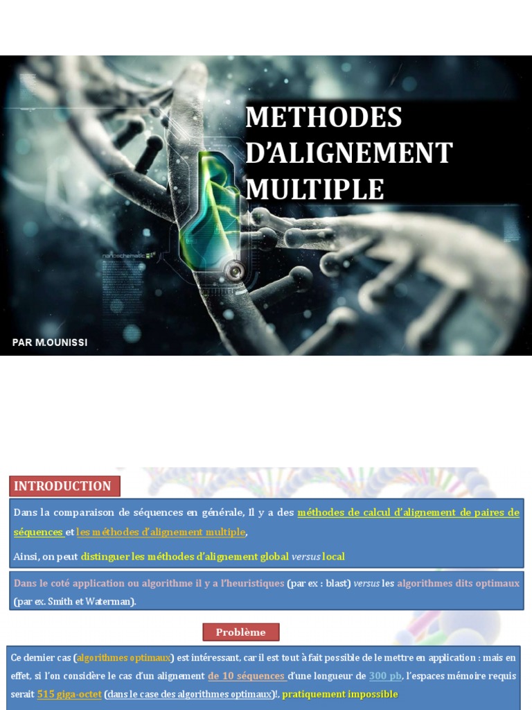 Méthodes d'Alignement Multiple de Séquences | PDF | Mathématiques ...
