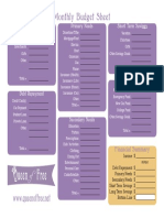Monthly budget sheet template to track income, expenses and savings