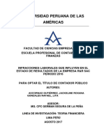 Infracciones Laborales Que Influyen en El Estado de Resultados de La Empresa R&R Sac Periodo 2016