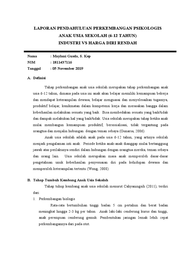 LP Anak Usia Sekolah | PDF