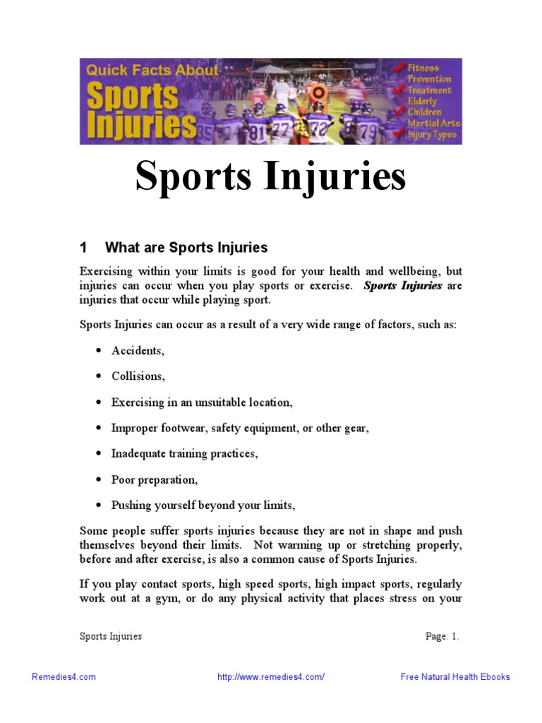 1 What Are Sports Injuries PDF Electromyography Physical Therapy