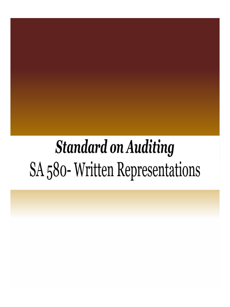 SA 580: Written Representations in Audit | PDF | Audit | Financial ...