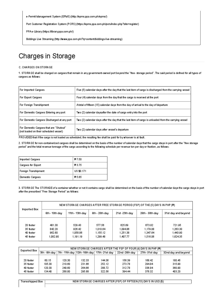 ATI Storage Charges | PDF | Port | Water Transport