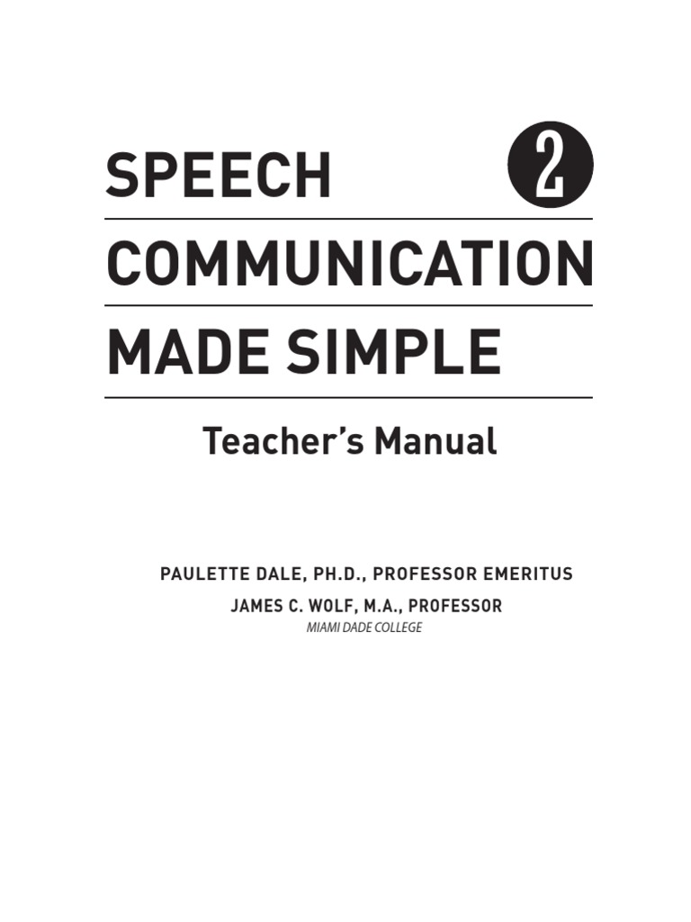 Speech Communication Made Simple Teacher's Manual PDF Rubric