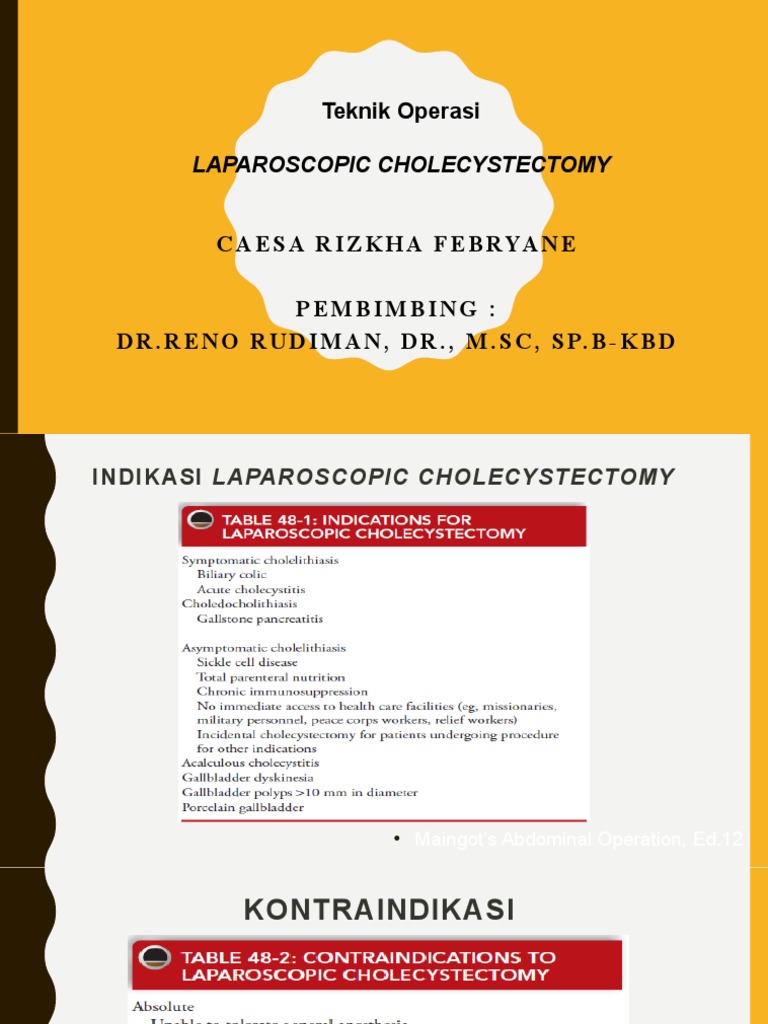 Teknik Operasi: Laparoscopic Cholecystectomy | PDF | Gallbladder