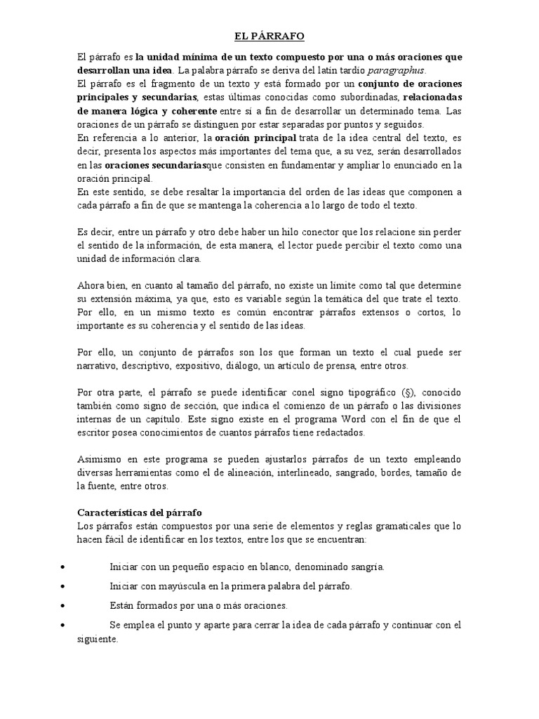 Estructura y Tipos de Párrafos | PDF | Párrafo | Oración (Lingüística)
