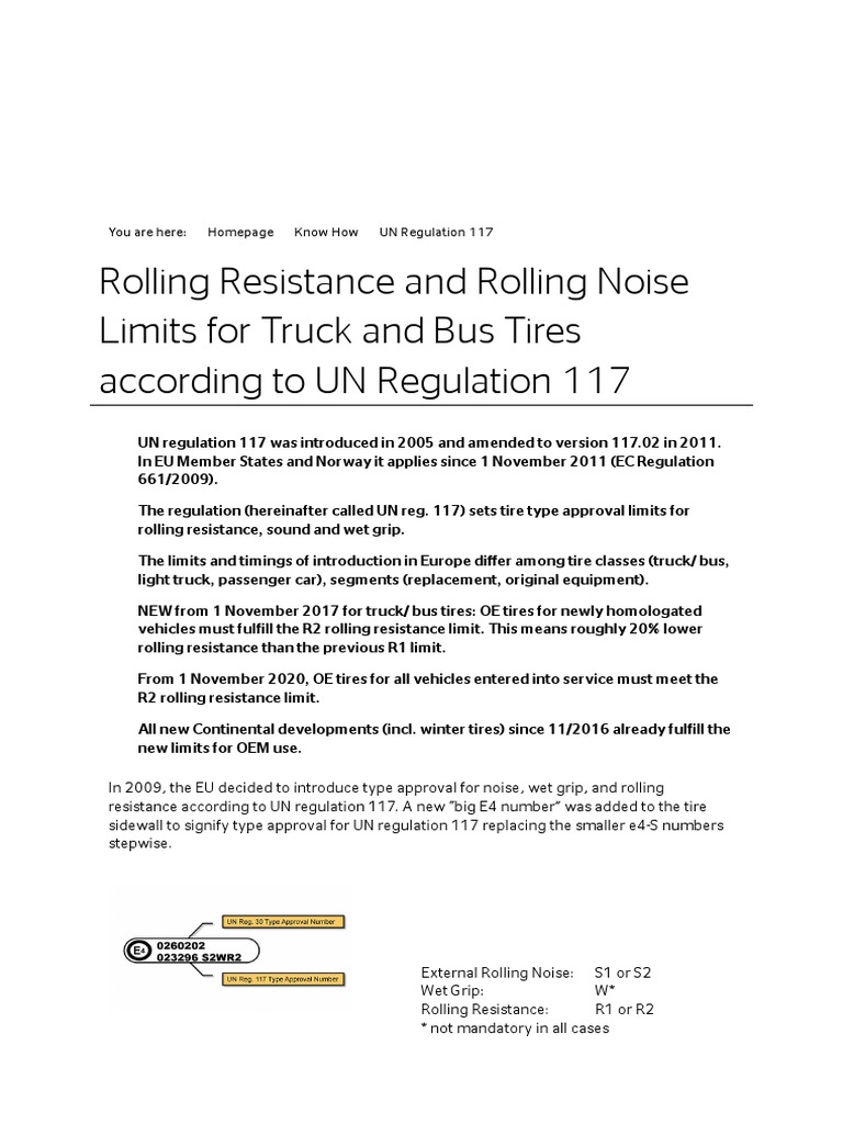 UN Regulation 117: Truck & Bus Tire Limits | PDF | Tire | Truck