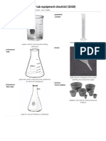 Chemistry Lab Equipment Checklist (2020)