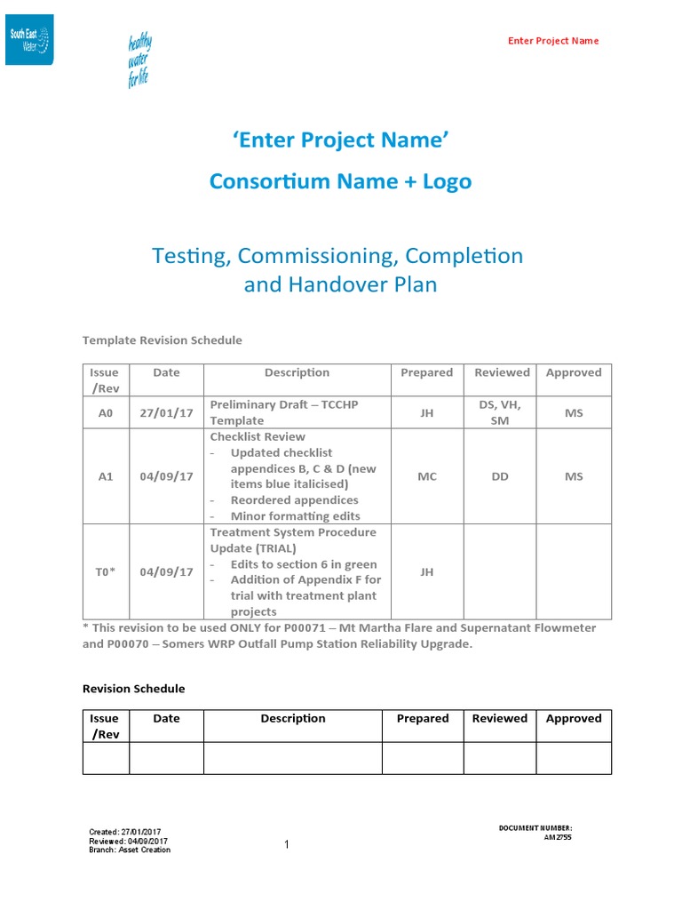 AM2755 - Testing, Commissioning and Handover Template Rev T0 | PDF ...