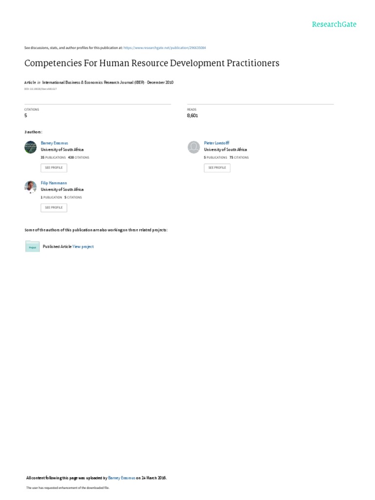 HRD Practitioner Competencies in South Africa | PDF | Competence (Human ...