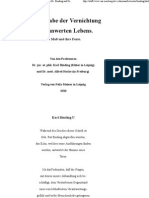 1920 Binding & Hoche Die Freigabe Der Vernichtung Lebensunwerten Lebens