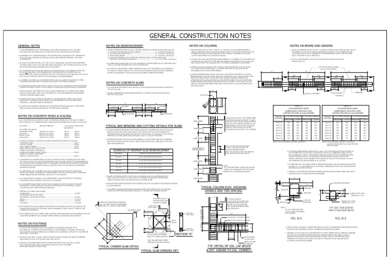 General Construction Notes: Schedule of Minimum Slab Reinforcement ...