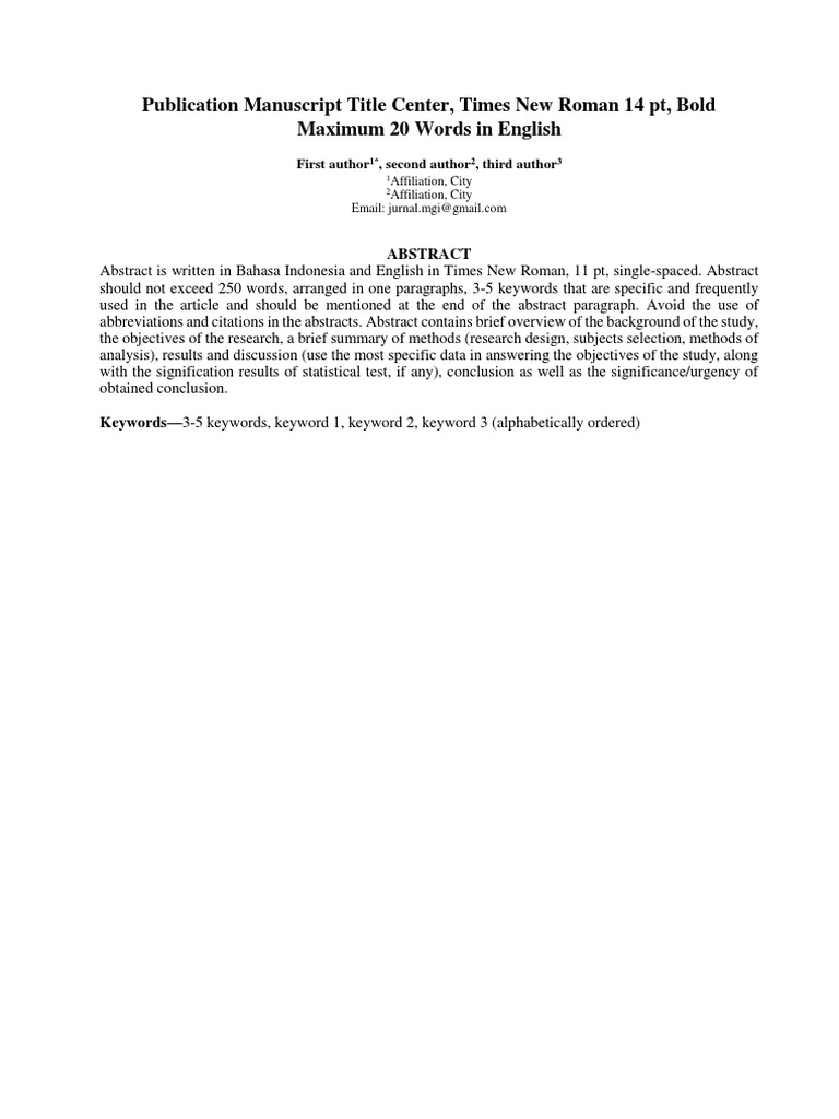 Manuscript Template for Research Papers | PDF | Reserved Word | P Value
