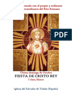 Fiesta de Cristo Rey  (último domingo de octubre). Propio y Ordinario de la santa misa