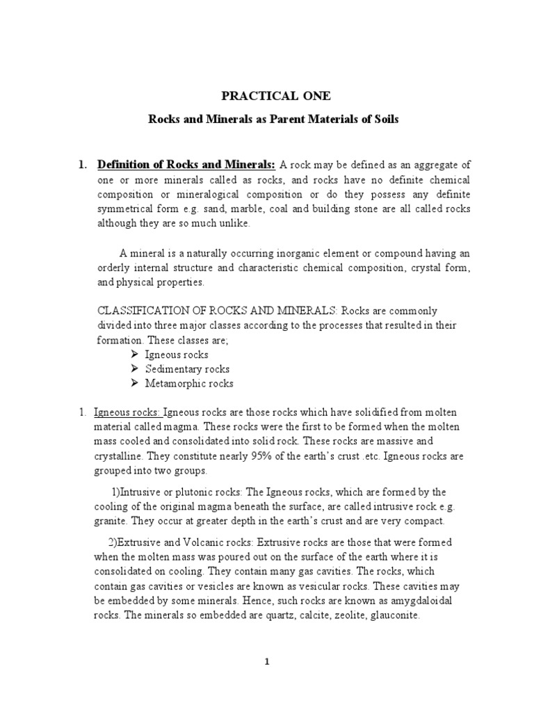 Rocks and Minerals in Soil Formation | PDF