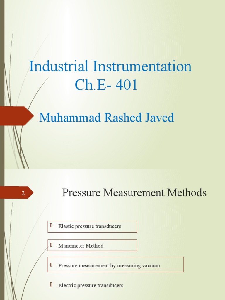 Industrial Instrumentation Ch.E-401: Muhammad Rashed Javed | PDF ...