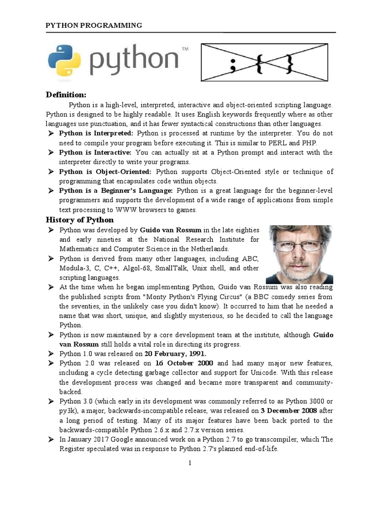 Definition:: Python Programming | PDF | Python (Programming Language ...