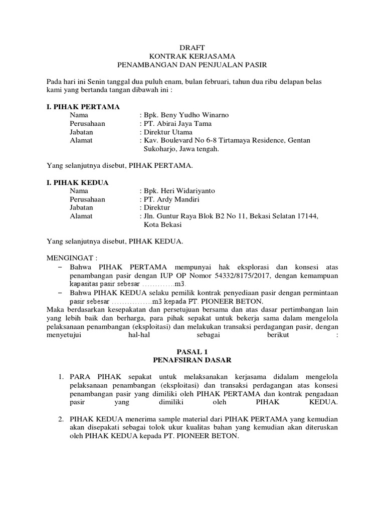 Draft Mou Pasir Rev | PDF