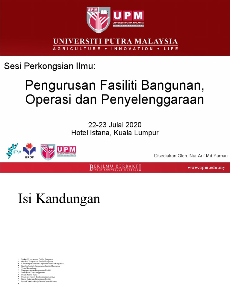 Pengurusan Fasiliti Bangunan Operasi Dan Penyelenggaraan | PDF