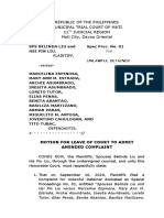 Republic of The Philippines Municipal Trial Court of Mati 11 Judicial Region Mati City, Davao Oriental