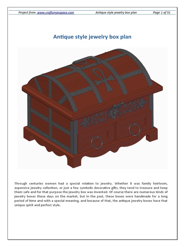 Antique Jewelry Box Construction Plan | PDF | Woodworking | Jewellery
