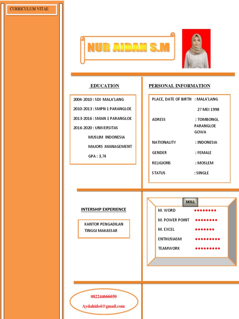 Education Personal Information: Curriculum Vitae | PDF