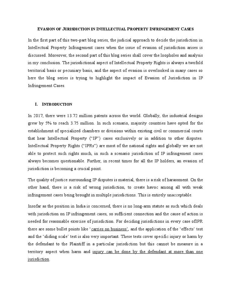 1 Evasion of Jurisdiction in IP Infringement Cases PDF