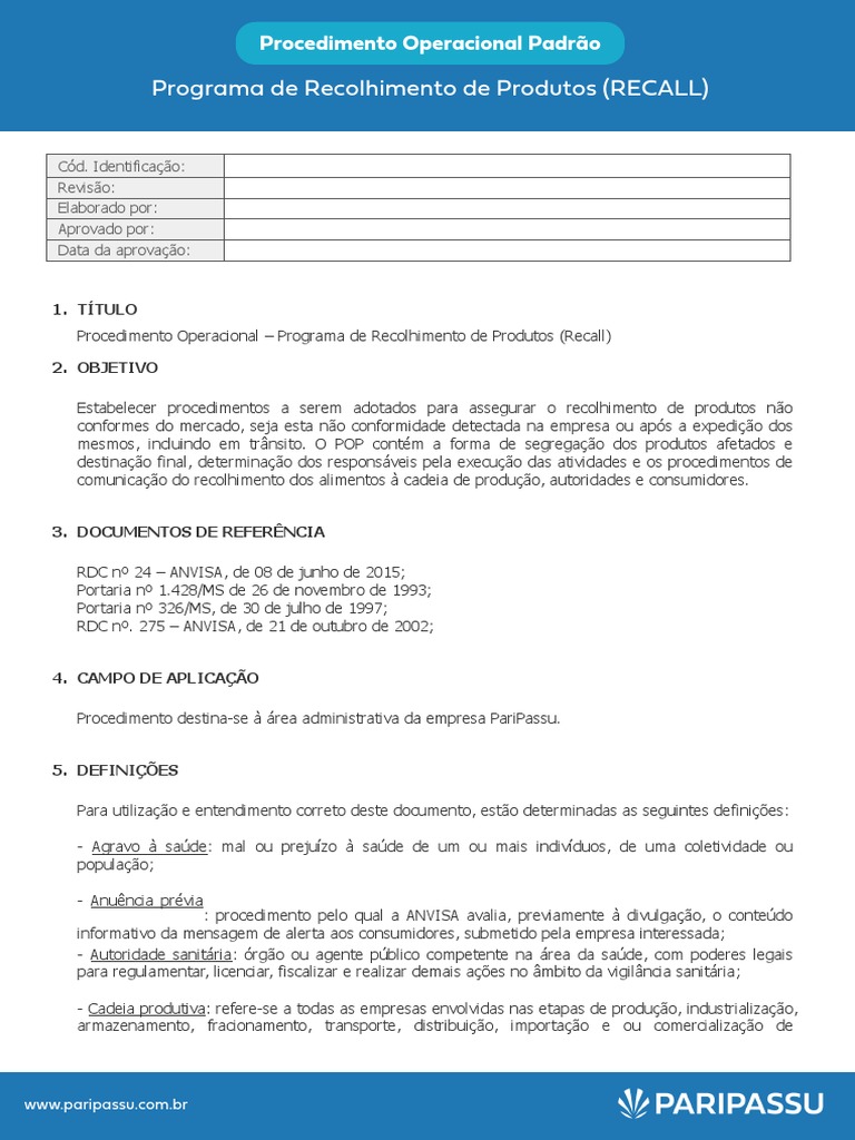 Modelo Pop Recall de Alimentos PDF Business Economias