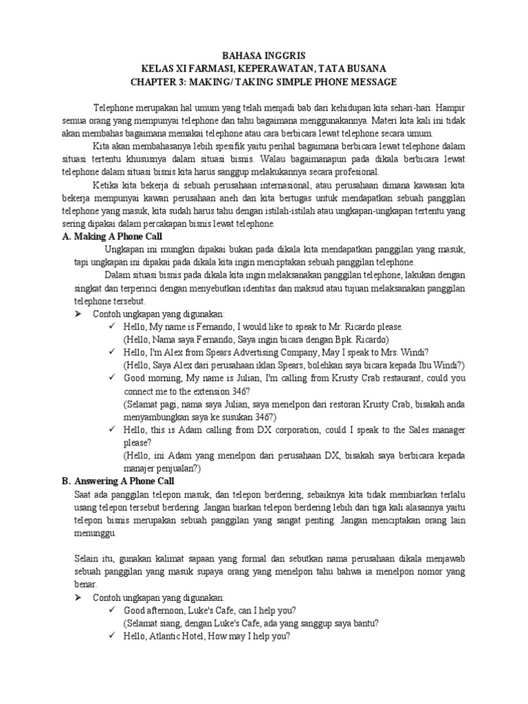 Making A Phone Call Pdf