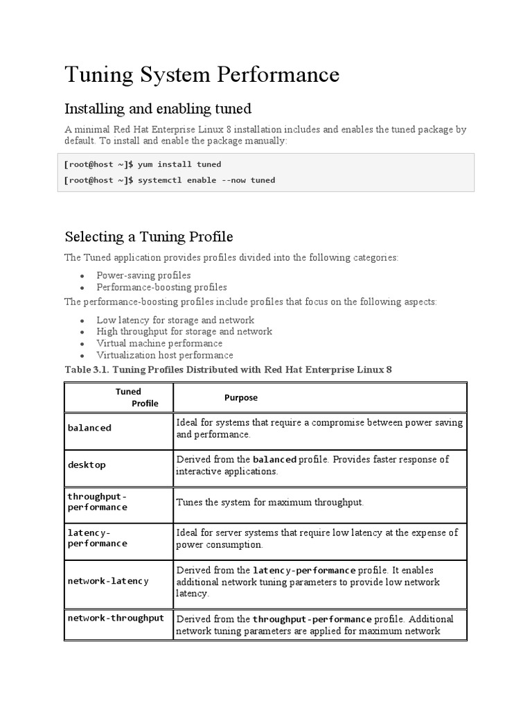 Tuning System Performance: Installing and Enabling Tuned | PDF | Sudo ...