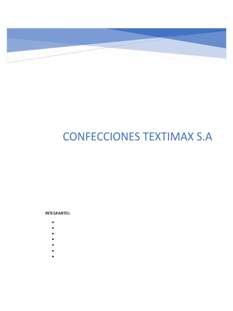 Confecciones Textimax S.A: Integrantes | PDF | Brand | Product (Business)