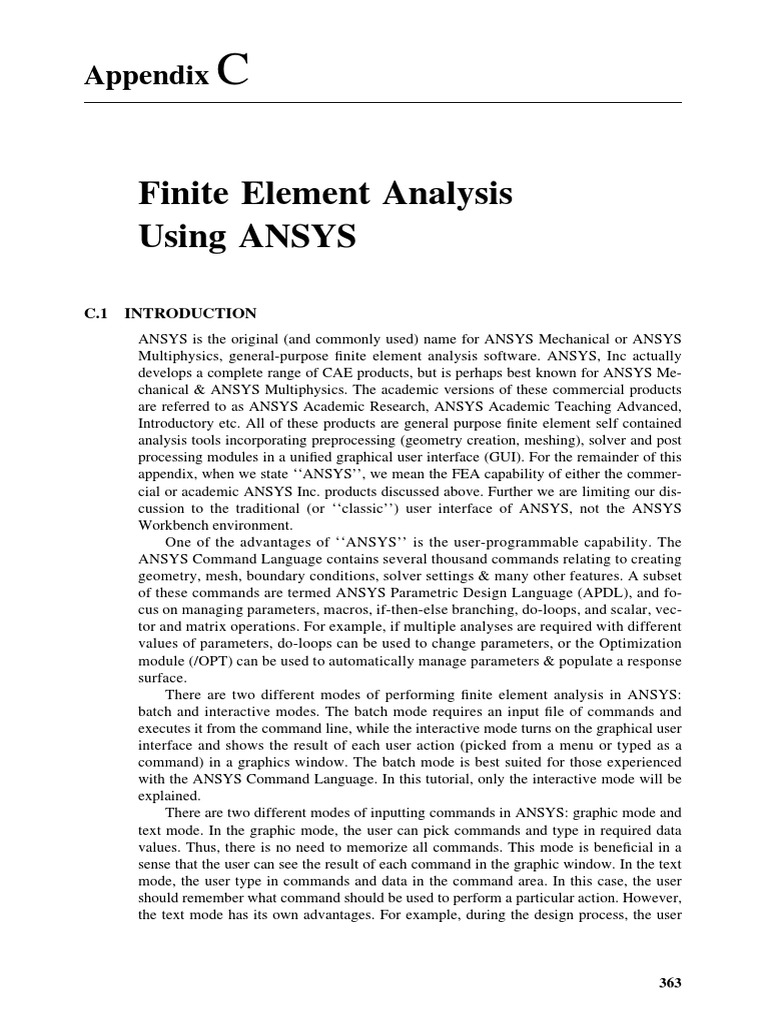 Finite Element Analysis with ANSYS | PDF | Bending | Elasticity (Physics)