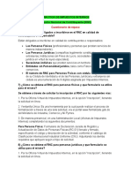 Cestionario de Preguntas Sobre El Registro Nacional de Contribuyente (RNC)