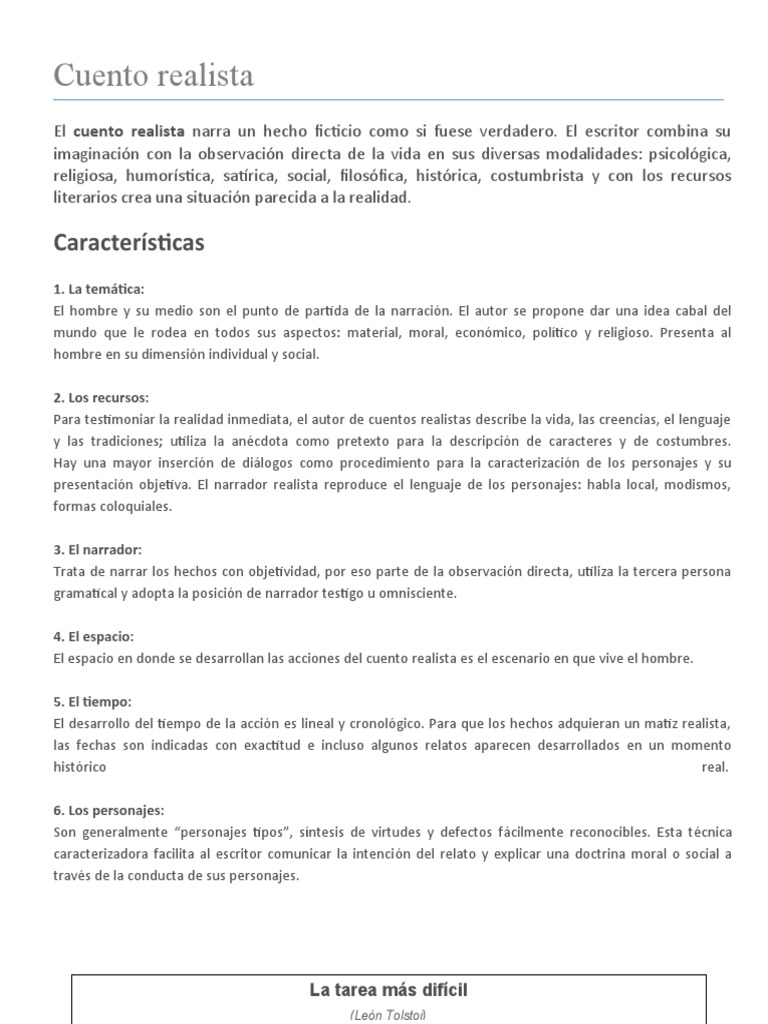 Cuento Realista | PDF | Realismo literario | Cuentos