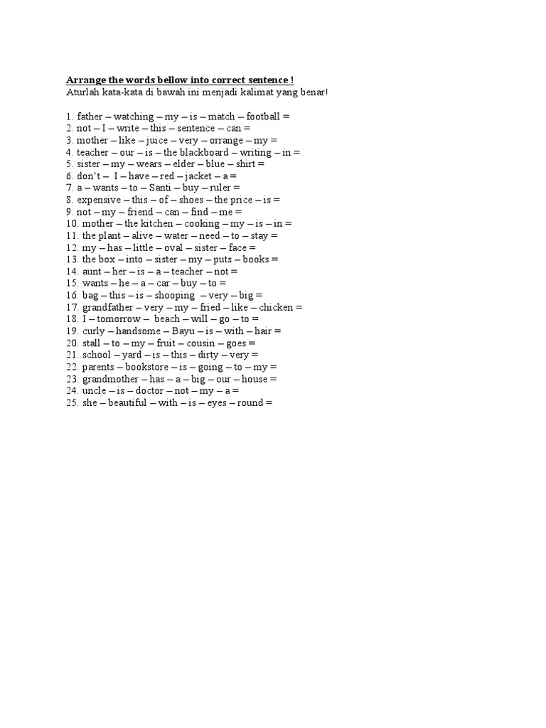 Sentence Arrangement Exercises | PDF