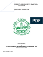 BISE Faisalabad announces SSC Annual 2020 results