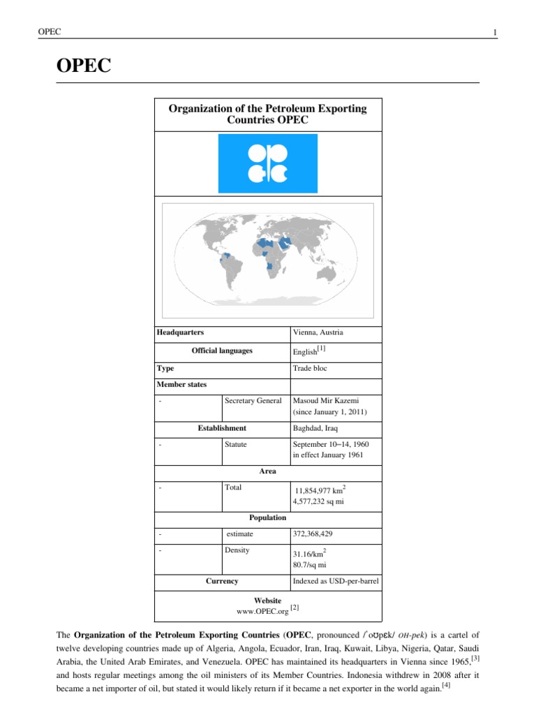 Organization of The Petroleum Exporting Countries OPEC: Headquarters ...