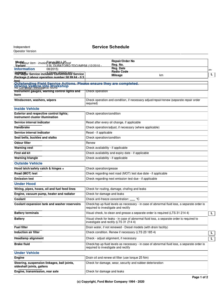 Service Schedule: Information | PDF | Tire | Brake