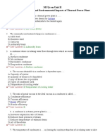 Mcqs On Unit Ii Steam Condenser and Environmental Impacts of Thermal Power Plant