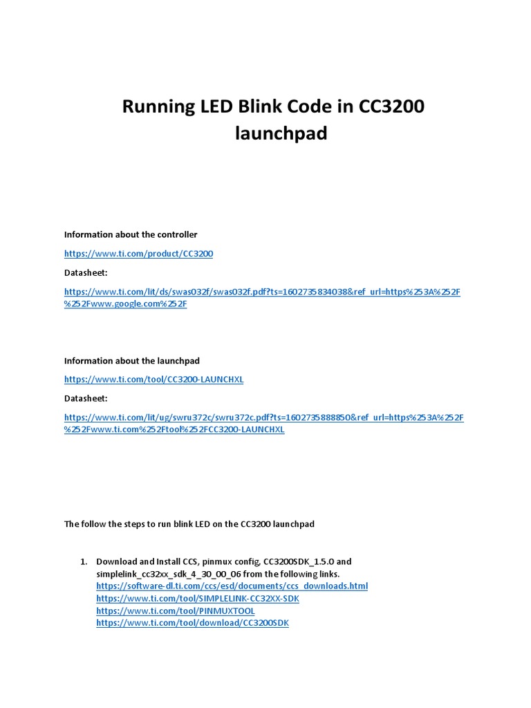 CC3200 Launchpad LED Blink Guide | PDF