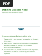 Defining Business Need: Diploma in Procurement and Supply